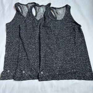 3 Athleta Speedlight Black/ White Gravel Racerback Tank Tops Size XS